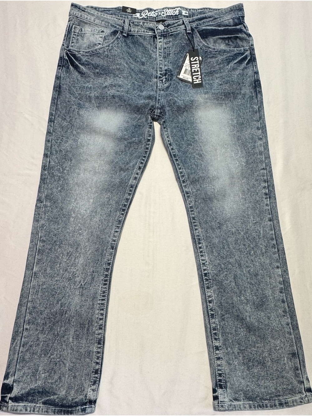 Retro Stretch Straight Jeans in Faded Blue - Men